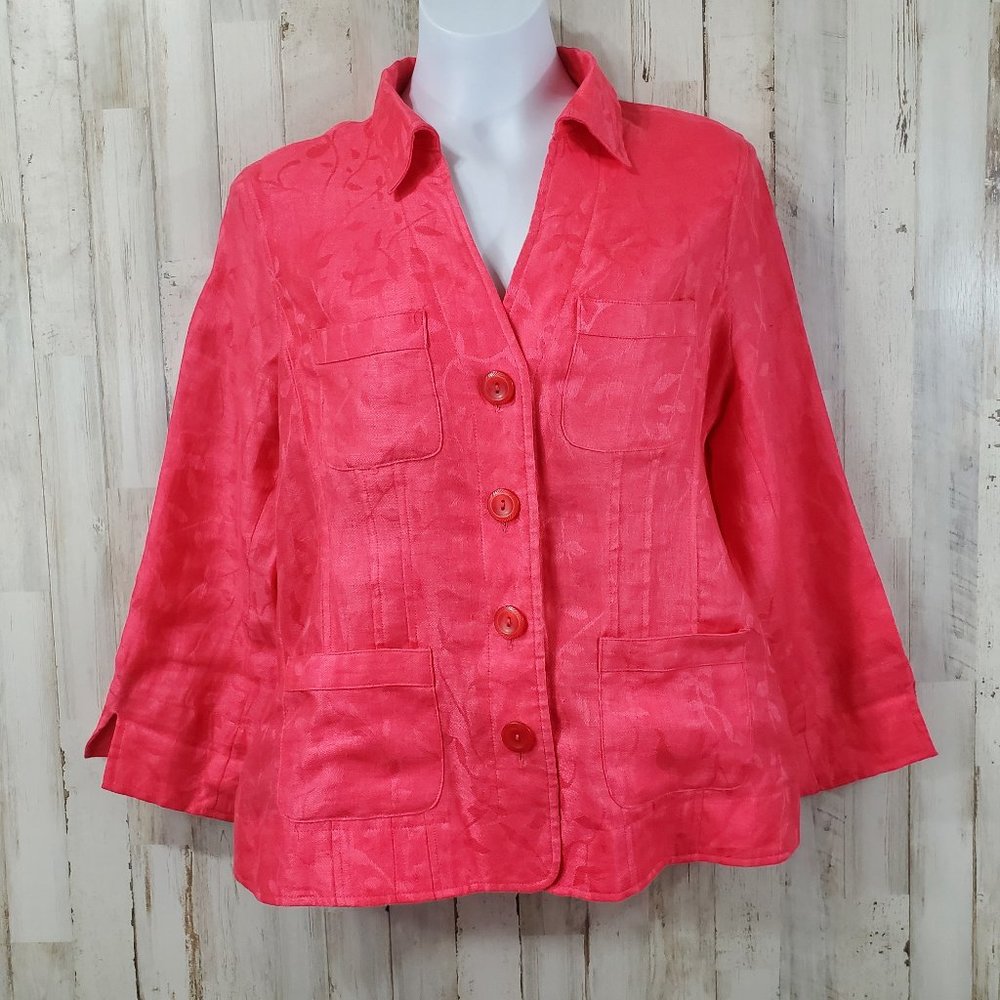 Peck & Peck Collection Womens Jacket 10 Peach Linen O13
